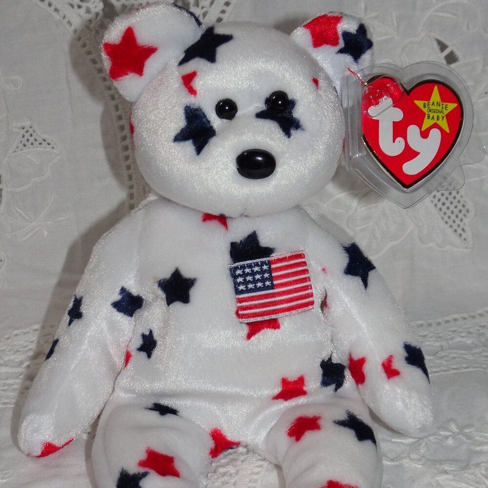 TY Beanie Babies Glory the Bear(4th Gen) Mismatched Dates Red Stamped#400 MNWT